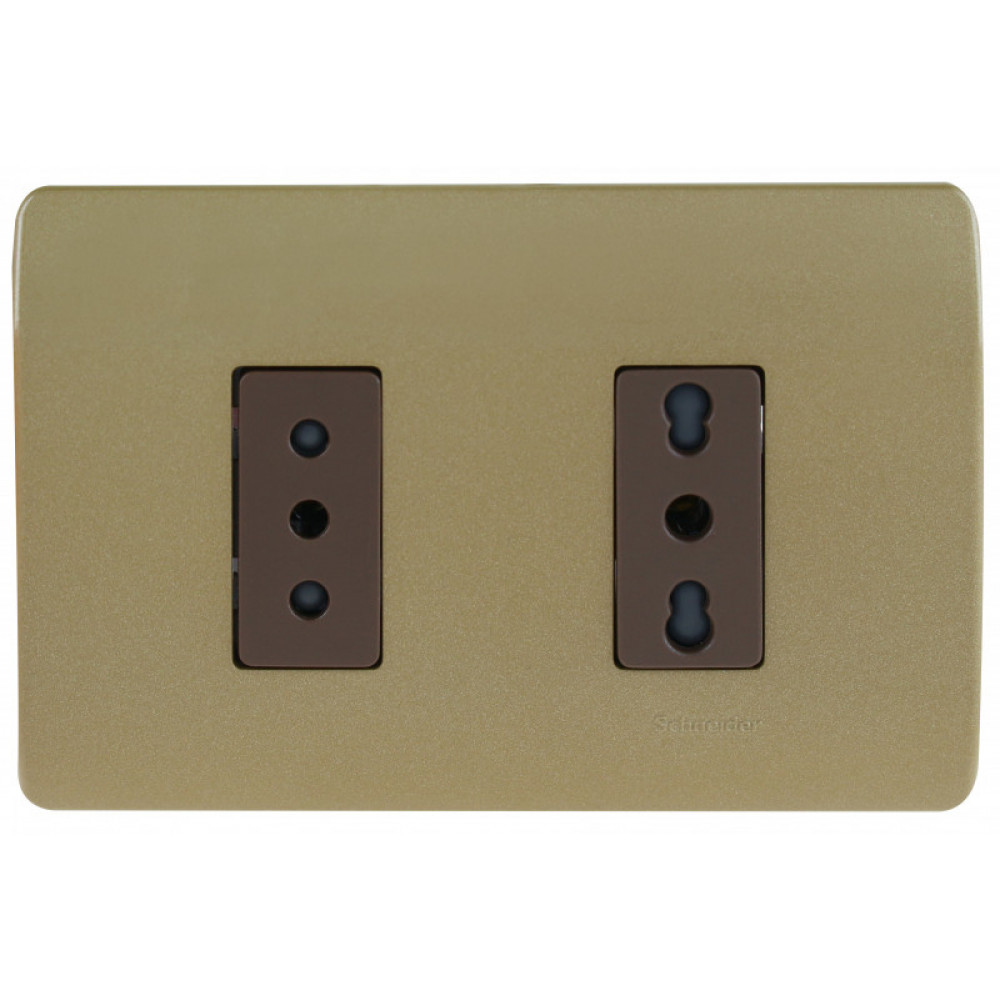 Enchufe Genesis Doble 10a+10/16a Dorado