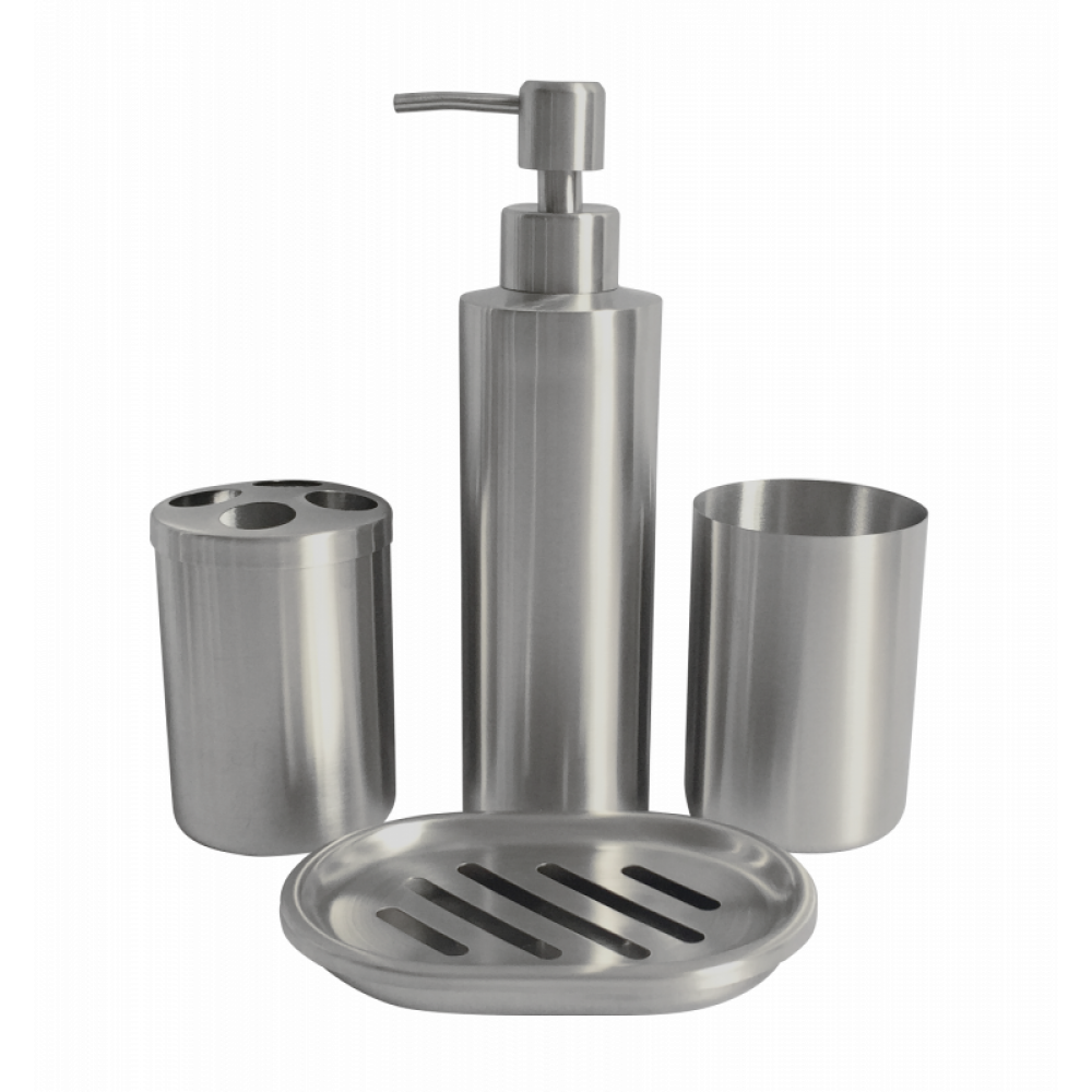 Set De Bano Mixa Acero Inox.  4 Pzas.