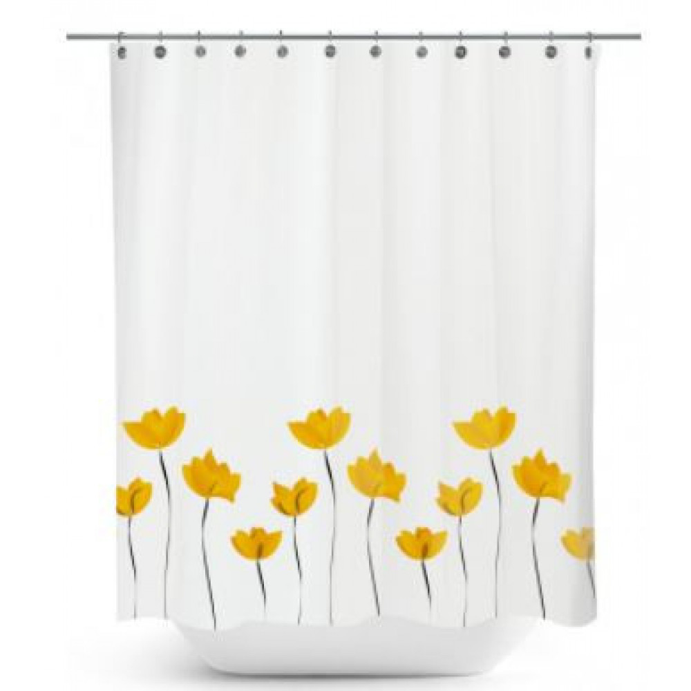 Cortina Bano Tulipanes Amarillo 180x180