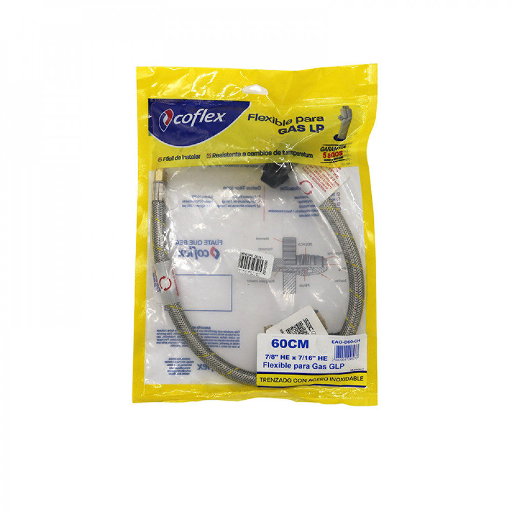 FLEXIBLE GAS 7/16-7/8 Cilindro 45Kg 60cm