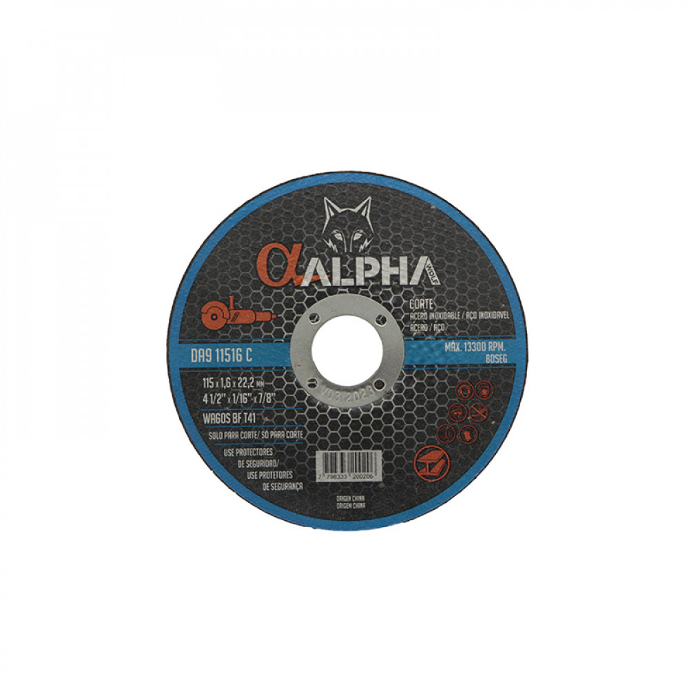 DISCO CORTE METAL ALPHA   4.1/2  1.6 mm"