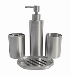 Set De Bano Mixa Acero Inox.  4 Pzas.