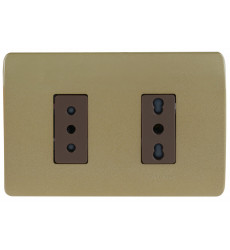 Enchufe Genesis Doble 10a+10/16a Dorado